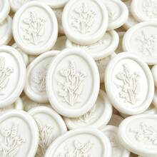 20PCS/Pack Floral Pattern Wax Seal Stickers, Used For Wedding Invitations, Party Invitations Decoration, Gift Wrapping, Scrapbooking Decoration - Ivory White - Flower - White - View 1
