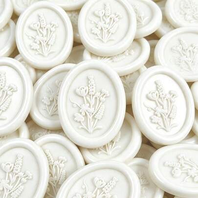 20PCS/Pack Floral Pattern Wax Seal Stickers, Used For Wedding Invitations, Party Invitations Decoration, Gift Wrapping, Scrapbooking Decoration - Ivory White