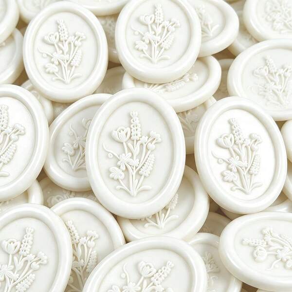 20PCS/Pack Floral Pattern Wax Seal Stickers, Used For Wedding Invitations, Party Invitations Decoration, Gift Wrapping, Scrapbooking Decoration - Ivory White