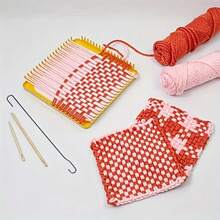 1 Set DIY Knitting Machine Craft Kit, Metal Square Knitting Machine, Suitable For Beginners, 18-Tooth Knitting Machine With Crochet Hook, Used For Crochet Knitting, Needlework, Sewing, Blankets, DIY Handmade Supplies And Gifts - One Size - View 6