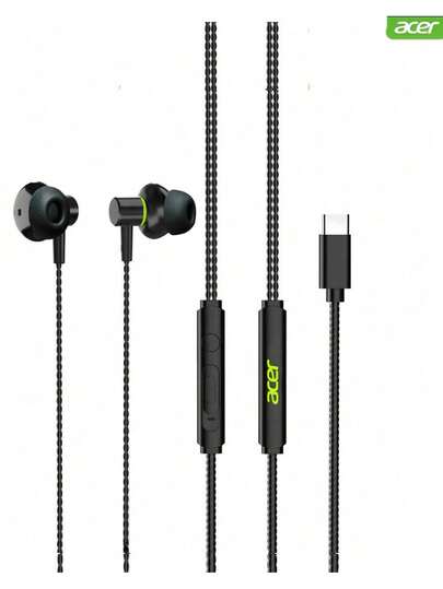 Acer Auriculares con cable intraurales Tipo-C, auriculares con cable intraurales de baja latencia para juegos, compatibles con Apple 15 Pro/16 Pro Max/17 Air, Samsung S22/S21/S20, auriculares con cable y control de llamadas