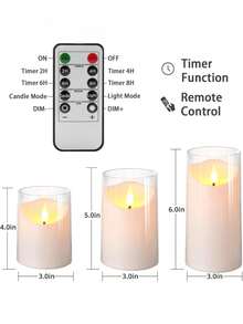 Transparent Flameless Candle, Battery Operated 3D Wick Flickering LED Pillar Candle, Suitable For Dinner, Wedding, Holiday, Halloween, Christmas Decoration, Battery Not Included - White - View 6