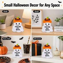 1pc Emotional Encouragement Gift Pumpkin Hat Ghost Handmade Crochet Production, Friend Gift Halloween Gift Desktop Decoration Encouragement Label Suitable For Gift Giving, Shelf Display Or Bedside Furniture, Suitable For Daily Indoor Decoration. - Multicolor - View 4