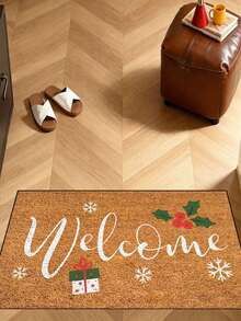 1pc Funny Welcome Christmas Pattern Welcome Doormat, Harvest Season Pattern Minimalist Style Short Plush Quick-Dry Non-Slip Machine Washable Entrance Mat, Suitable For Kitchen, Bathroom, Dining Room, Hallway Entryway, Party, Gathering, Holiday, All Season, Yard Home, Christmas Season, Party Supplies - Burnt Orange - View 8