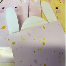 6pcs Easter Rabbit Shaped Gift Paper Bags, Cute Cartoon Long Ear Rabbit Candy Bags, Birthday Party Children Gift Storage Packaging Bags - A - View 3