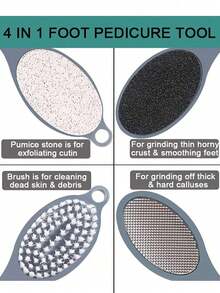 1pc Foot Pumice Stone Dead Skin Remover Brush, Unisex Foot Care Tool, Dry And Wet Use - Grey - View 2