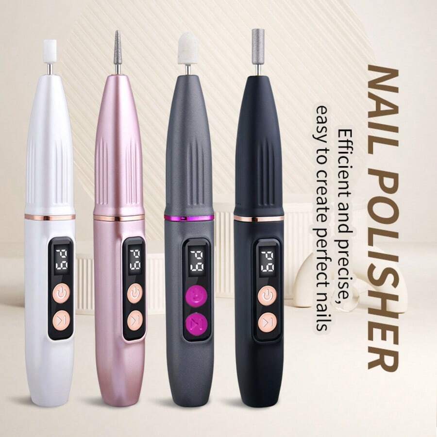 Rechargeable Electric Nail File, Professional Portable Acrylic, Gel Nail And Polishing Nail File, Wireless Design, Perfect Gift For Women, Battery Capacity: 300mAh - Multicolor - View 1