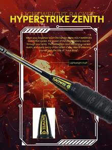 SALYWEE Deportes de Raqueta | Fibra de Carbono 4U 24-28lbs Pre-Encordada | Agarre Pegajoso | Control de Giro de Nivel Profesional | Absorción de Impactos para Potencia & Control | Bolsa Gratis & Pegamento para Manos | Raqueta de Bádminton - Multicolor - Ver 9
