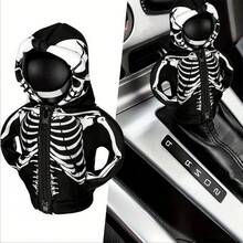 Black & White Skull Hoodie Gear Shift Cover, Halloween Theme Car Gear Knob Protector, Universal Fit For Most Car Models, Quirky Personalized Interior Decor Protector - Skull Shifter Decoration Sleeve - View 5
