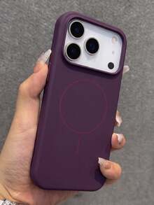 Luxury Silicone Magnetic Wireless Charging Card Holder Phone Case, Compatible With IPhone 17ProMax 17Pro 17 16 15 14 13 12 11 Pro Max 16 15 14 Plus, Magnetic Back Cover - Cherry Red - View 3