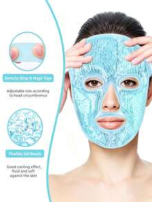 1/2PCS Ice Gel Face Mask,Reusable Cooling Gel Bead Face Mask With Adjustable Strap,Cold Compress Mask,Chilled Facial Mask,Face & Eye Cooling Mask,Cooling Eye Mask,Cold Gel Face Mask,Skincare,Puffy Face Care,Home Spa,Travel,Relaxation,Daily Use - Bead-infused Facial Mask - View 7