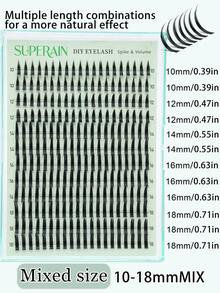 240 عنقود رموش D-Curl Spike، أطراف سوداء دقيقة مستدقة لمظهر عيون غربي حاد للغاية، أطوال مختلطة 10-18 ملم مع علامات الحجم، مثالية لمكياج عيون الثعلب ومشاهد الحفلات الموسيقية والارتداء اليومي الجريء - D - مشاهدة 5