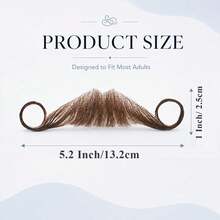Hand‑Tied Human Hair Fake Mustache, Transparent Lace Base, Realistic Breathable Facial Hair For Cosplay Theater Party Halloween & Other Festivals - Multicolor - View 3