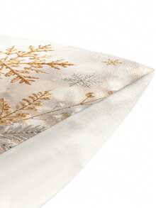 Christmas Table Runner, Throw Pillow, Placemat, Vintage Gold Tone Snowman Lantern Pine Cone Snowflake Holly Print, Kitchen Dining Room Holiday Tabletop Decor - Multicolor - View 9