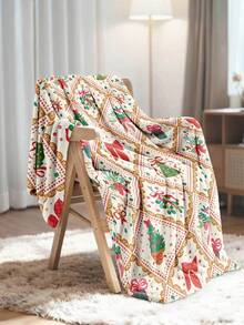 1pc Christmas Print Blanket, Holiday Bedding, Comfortable Warm Christmas Throw, No Shedding Easy Care, Soft Plush, Home Textile, Sofa Bedroom Living Room Multi-Purpose Blanket, Holiday Decor Blanket, Christmas Room Decoration, Christmas Bedding Gift - Multicolor - View 2
