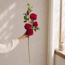 Haste Spray Rosa Colombiana Realista Artificial 118cm - Rubi - Visão 2
