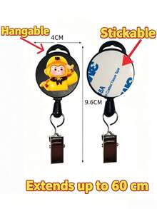 1pc Multi-Function Retractable Towel Clip, Automatic Rebound Retractable Hook Clip, Rag Hook, Bathroom No-Drill, Easy-Pull Rope Hand Towel Rack, Chinese Classic Novel Journey To The West Character Theme, Creative Pattern, Home Essential - Multicolor - View 11