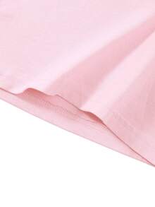 Autumn/Winter Ribbed Cotton Long Sleeve Top For Girls, Casual Sporty College Style - Baby Pink - View 7