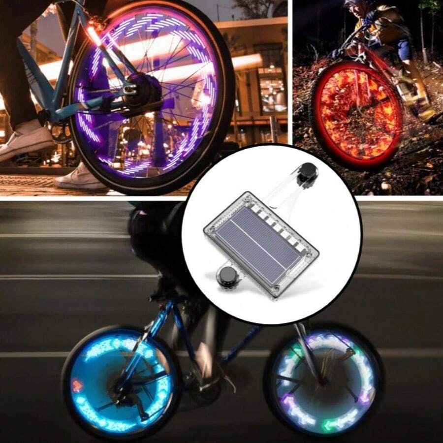 Colorful Bicycle Wheel Spoke Solar Light, Balance Bike Light, LED RGB Tire Flashing Light, Cycling Light - Multicolor - View 1