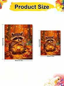 1pc Autumn Theme DIY Digital Oil Painting, Raccoon Canvas Art Painting For Adult Beginners, Wall Decor Home Decor, Holiday Gifts. - Sets - View 9