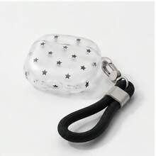Transparent White Base Black Star With Black Rope Earphone Case Compatible With AirPodsCase 2/3/4/Pro/Pro2/Pro3, Anti-Drop Earphone Case, Gift, Fashion Accessory, Combining Aesthetics And Practicality - White - View 6