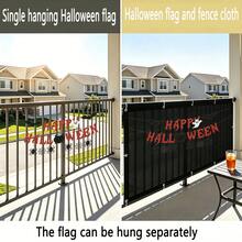 Dekorasi Halaman DIY Halloween, Layar Privasi Balkon, Layar Privasi Pagar Balkon + Bendera Halloween yang Dapat Dilepas, Dekorasi Penutup Teras dan Pagar yang Dapat Digunakan Kembali dengan Tali Pengikat - Hitam - Beraneka warna - View 5