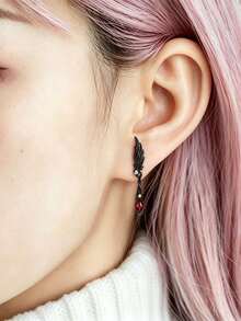 1pc Sweet Cool Unique Dark Style Angel Wings Titanium Alloy Bar Ear Cartilage Piercing Stud - Angel Wing Stud Earrings - View 15