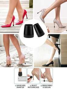 3 Pairs/Sets Practical High Heel Shoe Heel Protectors, Wear-Resistant Anti-Slip Quiet, Heel Repair Caps, Suitable For Summer Party Back To School Fashion Office Lady Wedding Sister Gathering Business Trip - Multiple Styles - View 7