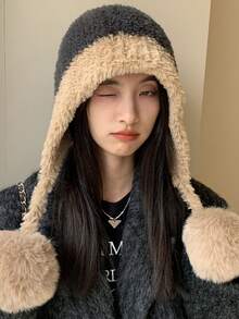 Women's Winter Pom Pom Hat, Fashion Ear Protection Design, Plush Lining Warm Hat, Christmas Halloween Thanksgiving Holiday Gift - Multiple Styles - View 12