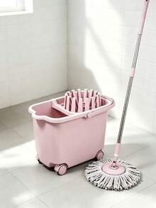 Large-Capacity Mop Bucket With Wringing System And Wheels, Portable Floor Cleaning Bucket With Separate Clean Water Tank, Suitable For Spin Mops, Household Cleaning, Easy-To-Carry Spin Mop Floor Washing Bucket - A - View 7