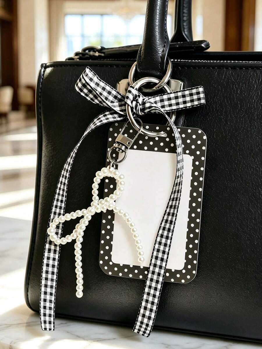 Fashion Polka Dot Print Card Holder Pendant, Bag Charm, Key Chain, Wallet, Business Bank Credit Card Holder For Men And Women , Badge Holder - Multicolor - View 1