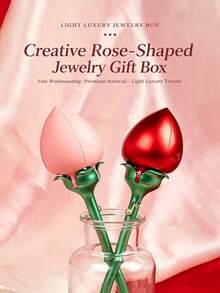 Rose-Shaped Automatic Opening & Closing Ring Jewelry Box, Creative Ring Box With Mechanical Button Switch, Romantic Gift Box For Proposal, Engagement, Valentine's Day, Birthday Gift And Decoration - A - View 2