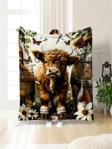 Soft And Comfortable 280gsm Blanket, Animal And Floral Print Pattern, Outdoor Camping Leisure Blanket, Multi-Purpose Blanket For Sofa, Bed And More, Suitable For Home, Picnic, Travel, All Seasons Comfort, Modern Style, Polyester, Machine Washable - Multicolor - View 10