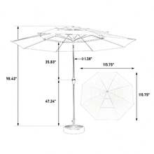 Aluminium 10ft 3 Tier Auto-Tilt (Khaki) (No Base) - 深藍色 + 鋼鐵 + 花園與戶外 - 查看 7