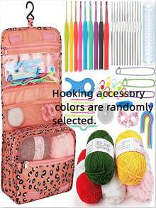 59pcs/Set Crochet Kit, Portable Hanging Storage Knitting Tools For Beginners, Can Crochet Pet Clothes, Socks, Gloves, Scarf, Hat, Flowers, Bags, Pockets, Gifts, Decoration Accessories, Random Color Yarn & Hook - Multicolor - View 11
