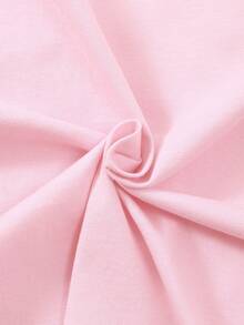 Autumn/Winter Ribbed Cotton Long Sleeve Top For Girls, Casual Sporty College Style - Baby Pink - View 8