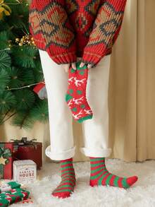1/6 Pairs Of Women's Christmas Cold Resistant And Warm Home Soft Floor Socks, Fall Socks Christmas Stockings Coral Fleece Socks Cross-Border Couples - Multicolor - View 2