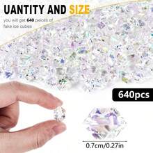 30/640pcs Acrylic Ice Rocks Vase Filler, Faux Ice Cube Gems, Suitable For Christmas, Halloween, Thanksgiving, Wedding Decor Display, Home Decor, Tabletop Accents, Events, Wedding Decor, Table Decor And Aquarium Filler, Can Be Used For Room Decor, Vases And Glass Vases - Crushed Ice Stone - View 3