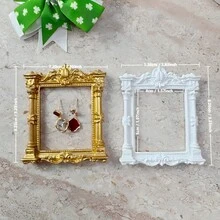 1pc Vintage Baroque Embossed Resin Mini Hollow Picture Frame, 3D Textured European Victorian Small DIY Frame, Suitable For DIY Shadowbox Display Frame, Earring Jewelry Stand, Flat Lay Photography Prop Desktop Decor - Gold 1 Piece - View 4