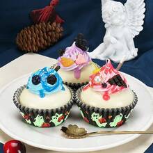 100 lembar Alas Cupcake Halloween, Motif Hantu Jaring Laba-laba, Kertas Cupcake Standar, Cocok untuk Pesta Halloween, Digunakan untuk Membuat Kue dan Dekorasi Makanan Penutup - MultiWarna - View 2