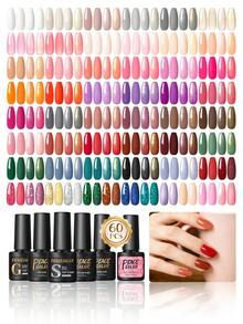 Coscelia 60PCS Gel Nail Polish Set 55 Colors With 5 Base Top Coats Glossy Matte Glitter Pink Silver Gold Soak Off UV LED Summer Vacation Gift For Women - Sweet Desires - 查看 2