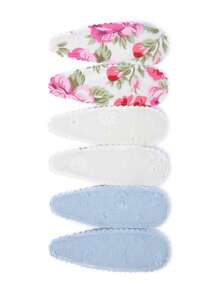6pcs Pastoral Floral Print Water Drop Hair Clips, Gentle Lace Side Clips, Versatile Daily Decorative Hair Accessories - Mixed color - View 13