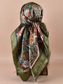 1pc Paisley Pattern Bohemian Polyester (Polyester) 90cm Satin Square Scarf, All Season Wear, Hair Band, Bag Decoration And Belt, Multi-Functional Fashion Accessory - Multicolor - View 15