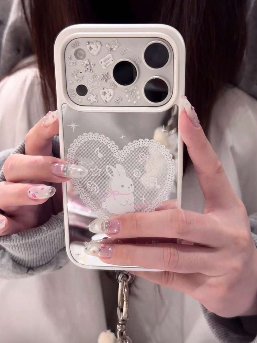 Sweet Girl Lace Heart Rabbit Phone Case Compatible With Apple 18 Pro Max 17 Women's 16 Pro New 17 Pro Max Protective Cover 16 Full Coverage Anti-Drop 15 With Pendant And Magnetic - Multicolor - View 1