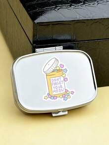 4-Piece Printed Pattern Square Pill Box, Printed Capsule Box With Mirror And Divider Design, Mini Pill Box, Portable Pill Storage Compartment, Mini Metal Storage Box, Portable Jewelry Box, Travel Pill Box, Weekly Pill Organizer, Suitable For Daily Medication, Essential For Doctors And Nurses, Emergency Needs, Travel And Hiking First Aid, Travel Emergency Kit, Suitable For Travel, Business Trip, Vacation, Dorm, Small Gift For Family, Teachers, Doctors, Back To School Gift, Teacher's Day Gift, Nurse Gift - Multicolor - View 13