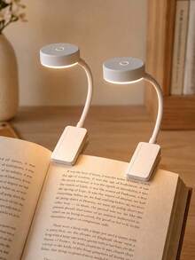 4pcs 4-LED Black/White Clip-On Book Light, Eye-Care Reading Lamp, 3 Color Temperatures, Dimmable, Mini Portable Clip-On Reading Light (Battery Not Included) - Multi-color - View 14