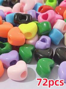 72/144PCS Acrylic 16mm Large Heart Beads, Large Hole Heart Beads, Random Mixed Colors, Solid Colors, For DIY Necklace, Bracelet, Pendant, Beaded Pen And Other Accessories - Multicolor - View 10