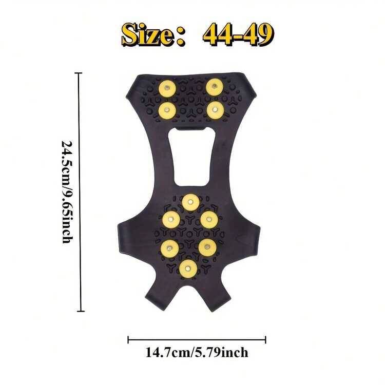 1 Pair Winter Anti-Slip Rubber Ice Cleats, Unisex 10-Tooth Traction Shoe Spikes For Snow And Ice, Black, Easy To Install, For Outdoor Safety - Multicolor - View 8