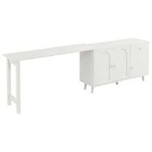 2-In-1 Multifunctional Desk And Sideboard – 360° Swivel, 3 Doors 1 Drawer – Elegant Computer Desk, Corner Desk, Vanity, Desk, Sideboard - White - View 4