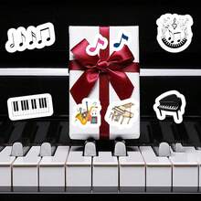 10 Sheets Cartoon Music Doodle Stickers Featuring Treble Clef, Various Musical Notes, Triangle Piano, Electronic Keyboard, Accordion, Saxophone, Keyboard And Other Musical Instrument Patterns, Easy To Peel And Remove, Suitable For Music Score Decoration, Classroom Rewards, Stationery Craft Materials, Music Theme Events - Multicolor - View 6